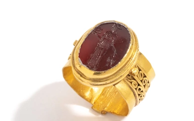 A Roman Carnelian Ring Stone with the Goddess Ceres