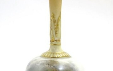 A Royal Worcester bottle shaped vase with hand painted