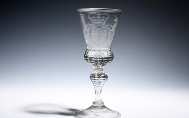 A Saxon Dutch-engraved glass goblet c.1740