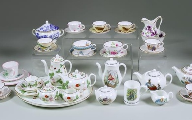 A Small Collection of English Miniature Bone China Porcelain,...