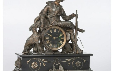 A Spelter Figural Mantel Clock