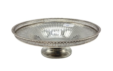 A Sterling silver circular footed bowl with pierced gallery,...
