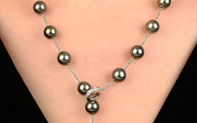 A Tahitian cultured pearl and diamond 'Pearls in Motion' necklace, by Mikimoto.