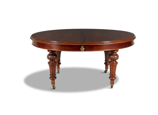 A VICTORIAN MAHOGANY D-END TELESCOPIC EXTENDING DINING TABLE,...