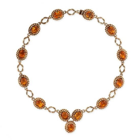 A VINTAGE CITRINE NECKLACE, CIRCA 1960 in yellow gold