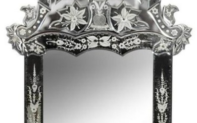 A Venetian Glass Mirror Height 51 x width 28 1/2