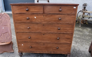 A Victorian mahogany chest of two over four drawers, width approx 119, height 122cm