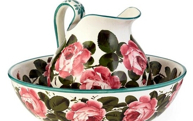 A WEMYSS WARE EWER AND BASIN ‘CABBAGE ROSES’ PATTERN