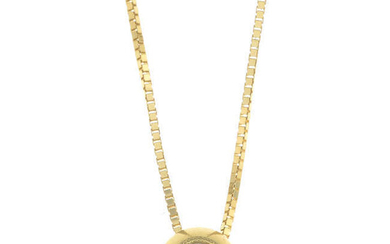A brilliant-cut diamond single-stone pendant, with 18ct gold chain.