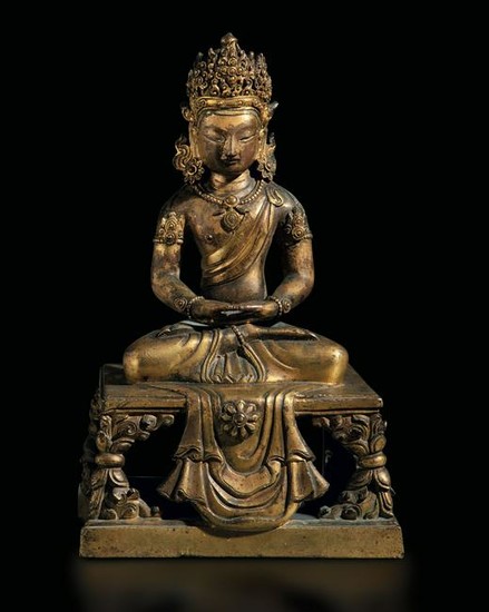 A bronze Amitayus, China, Qing Dynasty