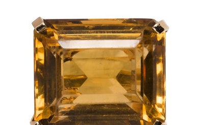 A citrine, diamond and 14k gold ring