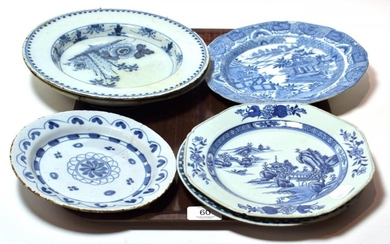 A collection of 18th and 19th century blue and white...