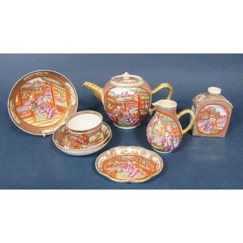 A collection of early 19th century mandarin ceramics with po...