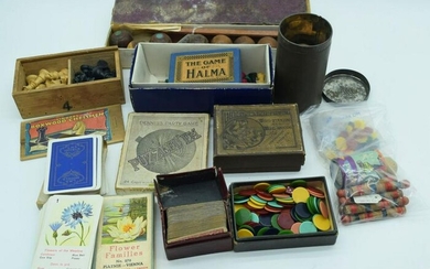 A collection of vintage games including table bowls