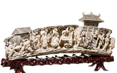 A large Chinese ivory carving, 19th century