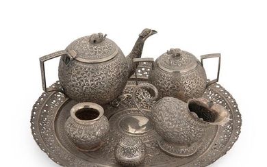 A late 19th century Indian metalwares 6-piece tea set