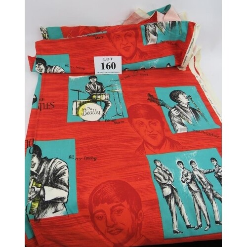 A length of 1960s printed Beatles fabric featuring pictures ...
