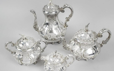 A mid-Victorian silver four piece tea and coffee set