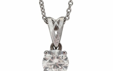 NOT SOLD. A necklace with a diamond pendant set with a brilliant-cut diamond weighing app....