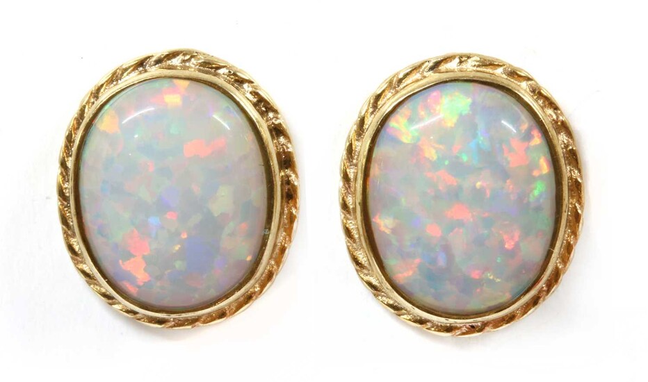 A pair of 9ct gold synthetic opal stud earrings