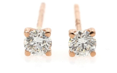 SOLD. A pair of diamond ear studs each set with a briliant-cut diamond weighing a total of app. 0.50 ct., mounted in 14k rose gold. (2) – Bruun Rasmussen Auctioneers of Fine Art