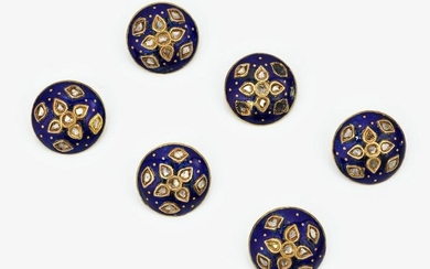 A rarity: 6 Indian wedding jacket buttons decorated