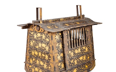 A superb large black and gold lacquer palanquin Japan, Edo...