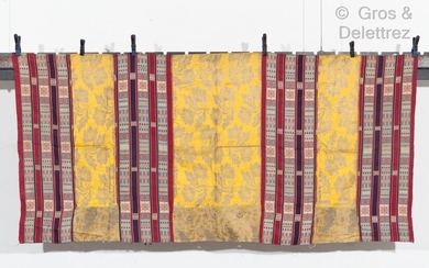 A wall panel made of silk lampas and brocades from...