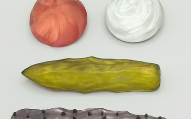 ALEXIS BITTAR; Four Handcarved Lucite Modernist Brooches