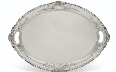 AN AMERICAN SILVER TWO-HANDLED TRAY