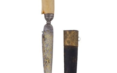 AN INDO-PERSIAN DAGGER WITH GOLD-INLAID BLADE, 18TH CEN.