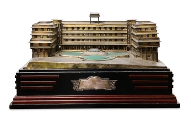 AN UNUSUAL INDIAN SILVER ARCHITECTURAL MODEL OF THE ART DECO RAMGHANDRAM BHATT HOTEL