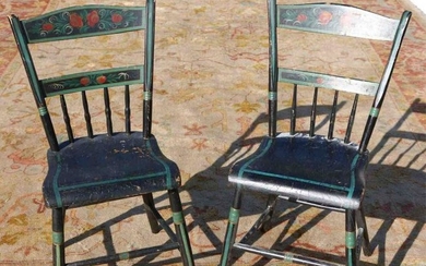ANTIQUE AMERICAN HITCHCOCK PAINTED SIDE CHAIRS