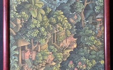 ATTR UBUD BALI Signed Southeast Asian Village Painting