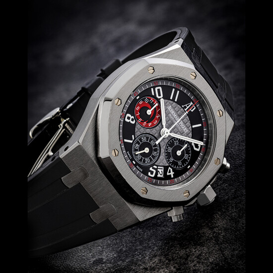 AUDEMARS PIGUET. A STAINLESS STEEL LIMITED EDITION AUTOMATIC CHRONOGRAPH WRISTWATCH WITH DATE ROYAL OAK “CITY OF SAILS”, REF. 25979ST, CIRCA 2003