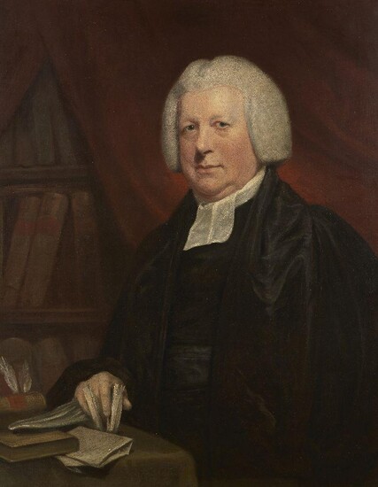 After George Francis Joseph, A.R.A., British 1764-1846- Portrait of the Reverend Samuel Glasse, DD FRS (1735-1812), half-length, sitting at a desk; oil on canvas, 92 x 72.2 cm. Provenance: John Robinson, Esq.; By whom bequeathed to George Henry...