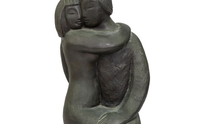 Aharon Priver (1902-1979) - Couple, Bronze Sculpture.