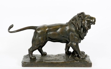 Alfred Desire Lanson Lion Bronze Sculpture