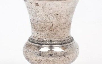 An Austro-Hungarian Kiddush cup, 13 loth (812 standard), Vienna, 1825-1866, the baluster body raised on a pedestal foot, 9.6cm high, approx. weight 3.6oz