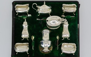 An Edward VII Silver Part Condiment Set, various makers,...