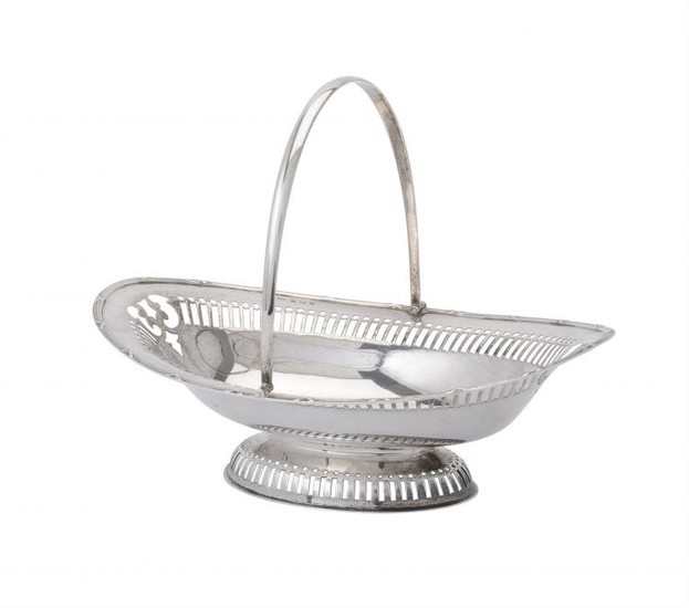An Edwardian silver oval basket by T. Wooley