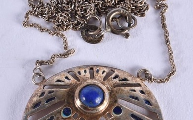 An Egyptian Revival Style Pendant Necklace. Stamped 925. Chain 46cm long, Pendant 3.6 cm x 2.8 cm