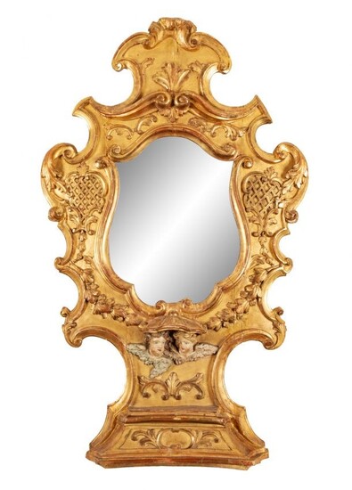 An Italian Gilt and Painted Mirror