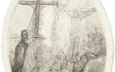 REMBRANDT VAN RIJN, Christ Crucified between the Two Thieves: An Oval Plate.