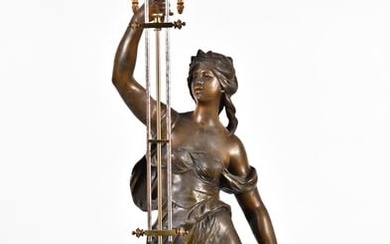An early 20th century French figural swinging mystery clock