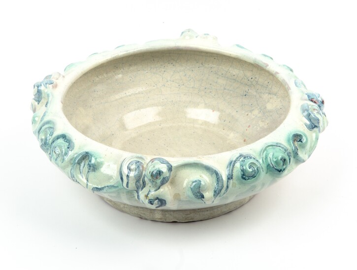 An early 20th century Swedish pottery tin glazed bowl