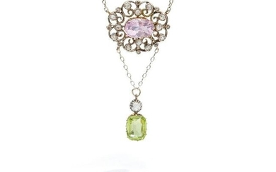 An early 20th century pink sapphire, diamond and