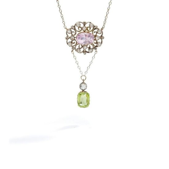 An early 20th century pink sapphire, diamond and
