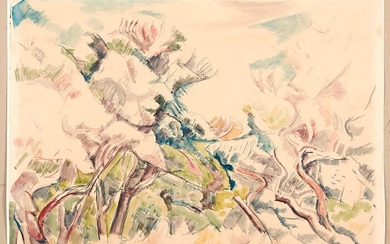 André LHOTE (1885-1962) Paysage Aquarelle signée en bas à gauche (Importante déchirure) 42 x 56...