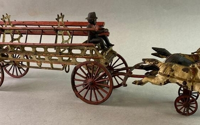 Antique Cast Iron Horse Drawn Fire Ladder Wagon